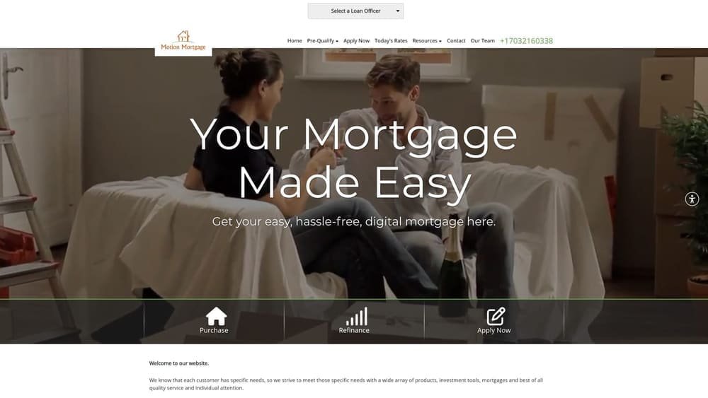 Screenshot of Motion Mortgage website