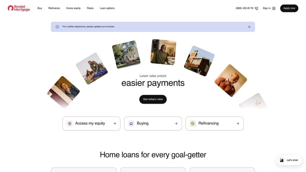 Screenshot of Rocket Mortgage website