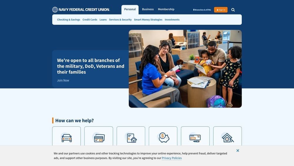 Screenshot of Navy Federal Credit Union website