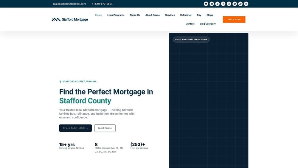 Screenshot of Stafford Mortgage by Duane Buziak website